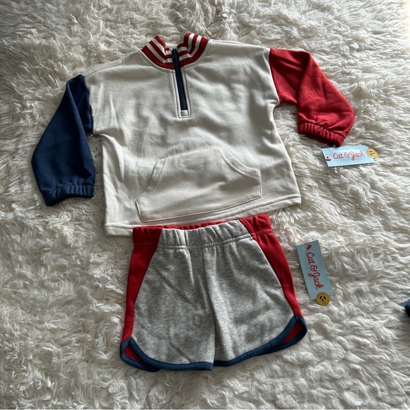 Cat & Jack Quarter zip sweatshirt and shorts - Picture 1 of 2